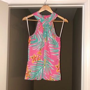 Lilly Pulitzer Rosina Top in Hotty Pink Leied